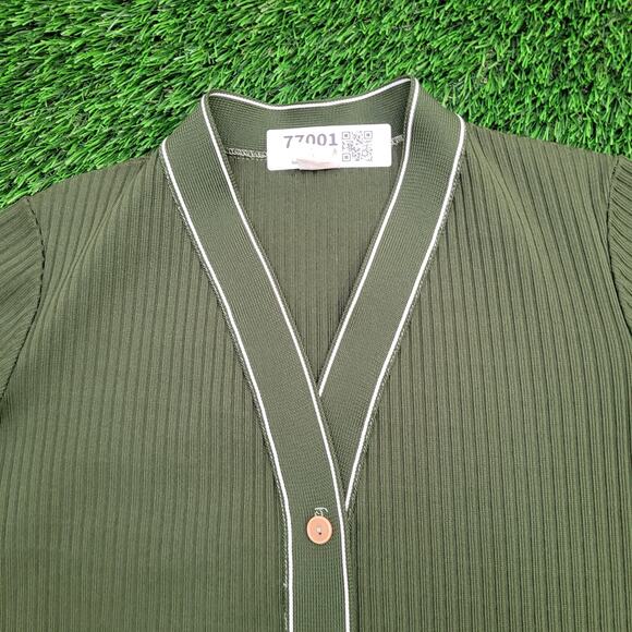Vintage 80s MOD Cardigan Women Small 17x24 Army-Green Winter - Picture 8 of 10